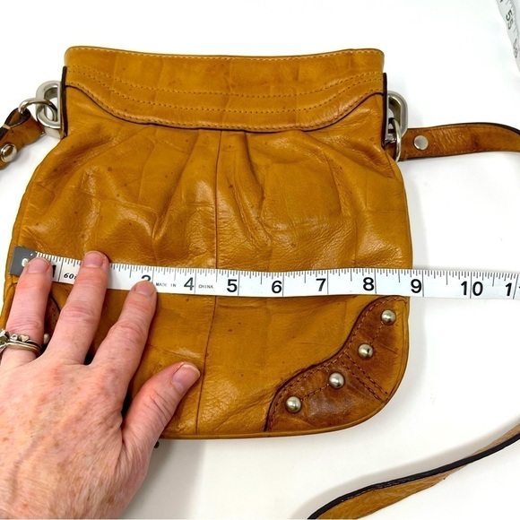 B. Makowsky Studded Leather Crossbody Purse – Cheetah Lining, Adjustable Strap - Picture 8 of 15